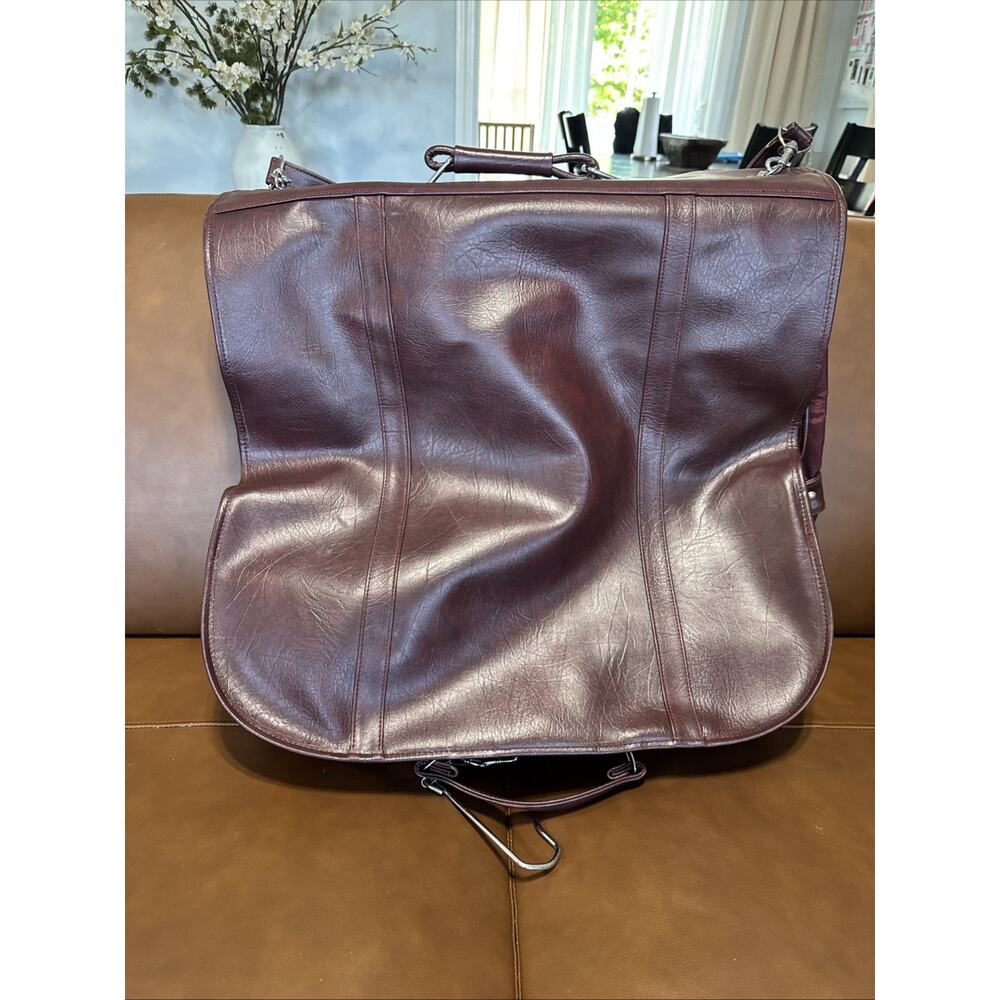 Vintage AMERICAN TOURISTER Luggage Garment Suit Bag Faux Wine Leather 24x47 EUC